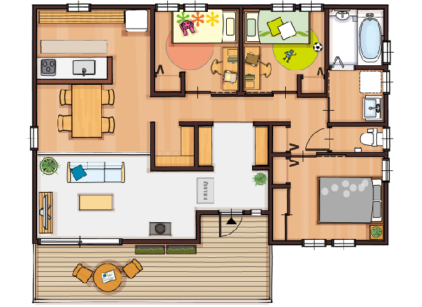 23.4坪の平屋間取り図3LDK